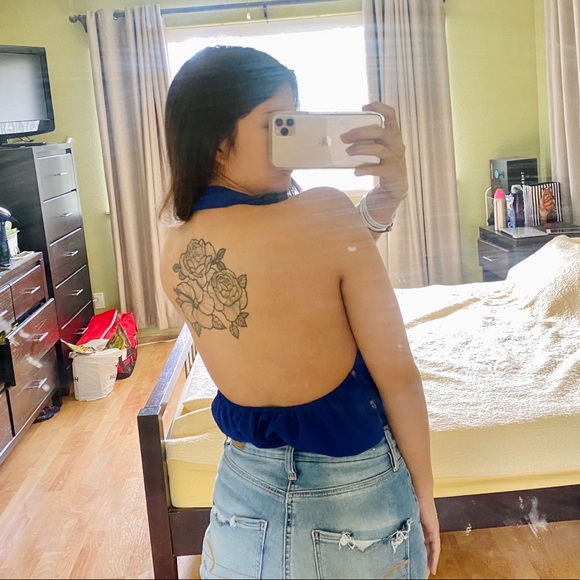 Blue Halter Bodysuit - Picture 2 of 3